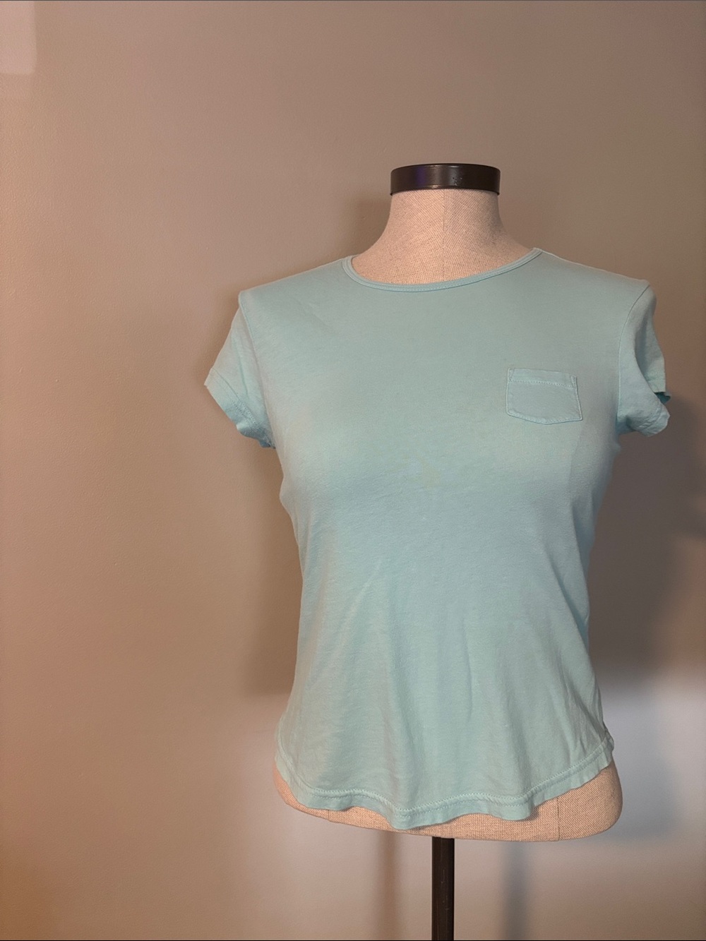 Express Light Blue Crewneck Pocket Tee - Women's Short Sleeve